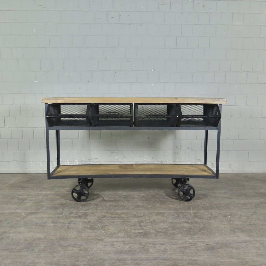 Servierwagen Bürotisch Wandtisch Mangoholz 1,50 m