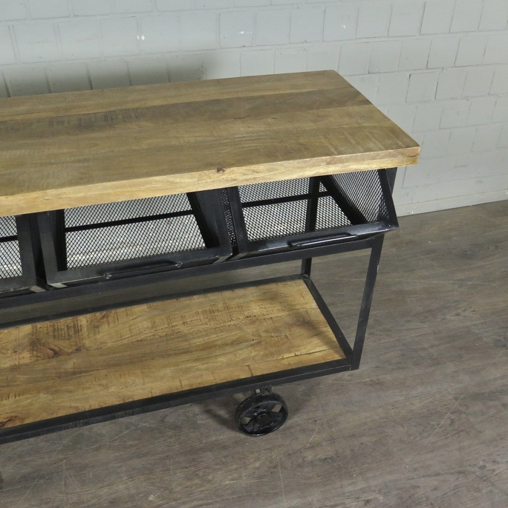 Servierwagen Bürotisch Wandtisch Mangoholz 1,50 m