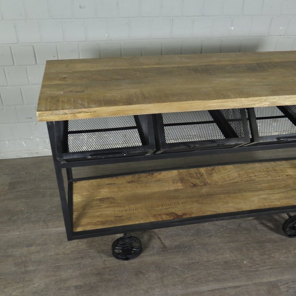 Servierwagen Bürotisch Wandtisch Mangoholz 1,50 m