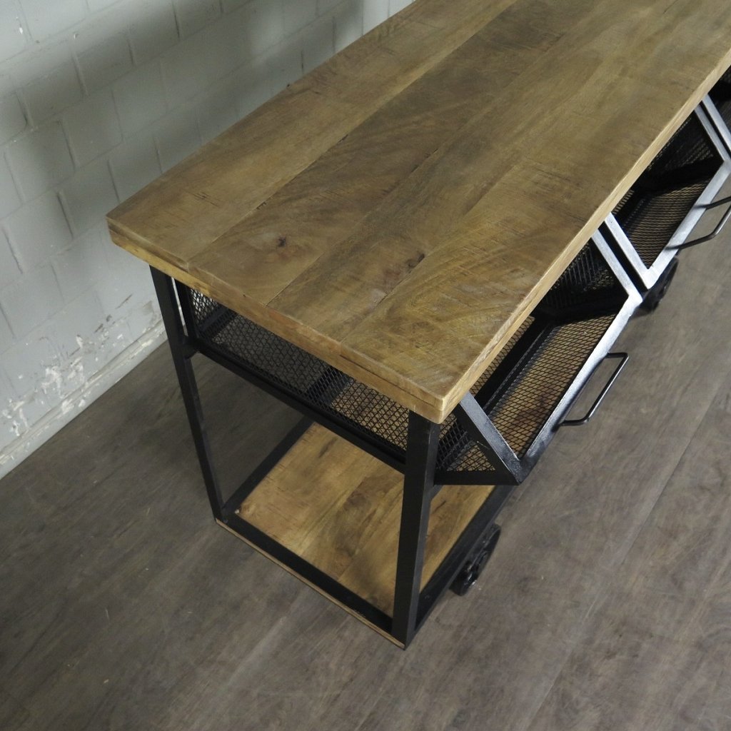 Servierwagen Bürotisch Wandtisch Mangoholz 1,50 m
