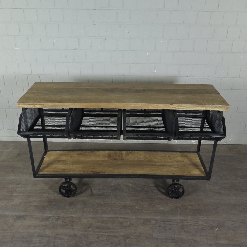 Servierwagen Bürotisch Wandtisch Mangoholz 1,50 m