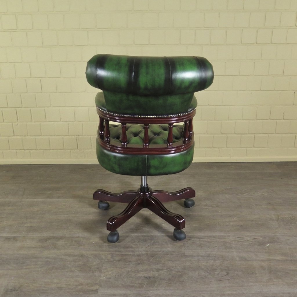 Chesterfield Bürostuhl Schreibtischstuhl Leder Grün