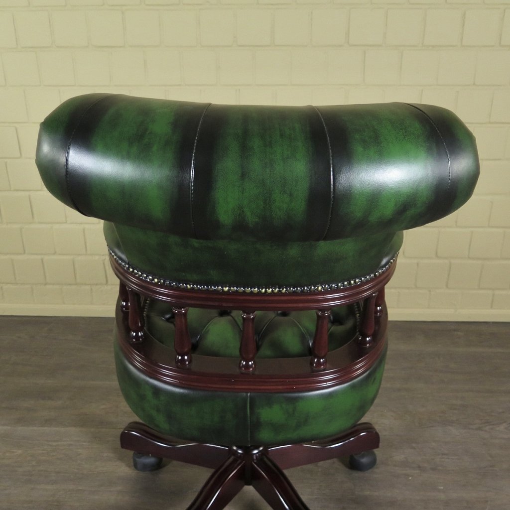 Chesterfield Bürostuhl Schreibtischstuhl Leder Grün