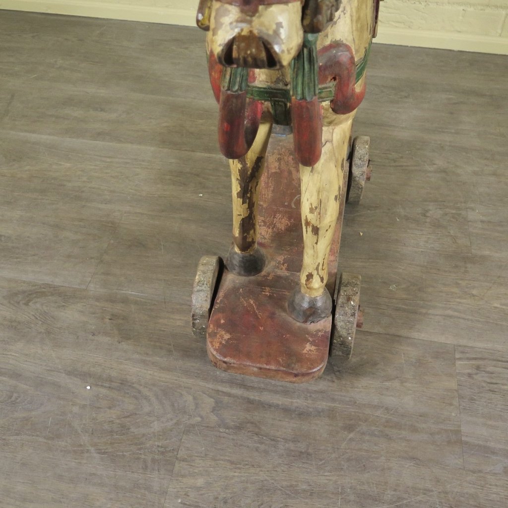 Pferde auf Rollen Holzpferde Rädertiere Jugendstil 1910 Teakholz Set