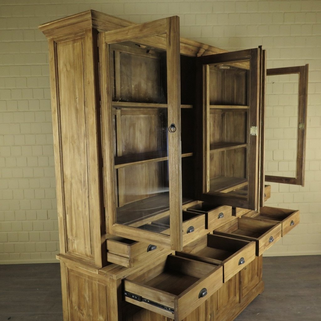 Vitrine Bücherschrank Teakholz 2,12 m