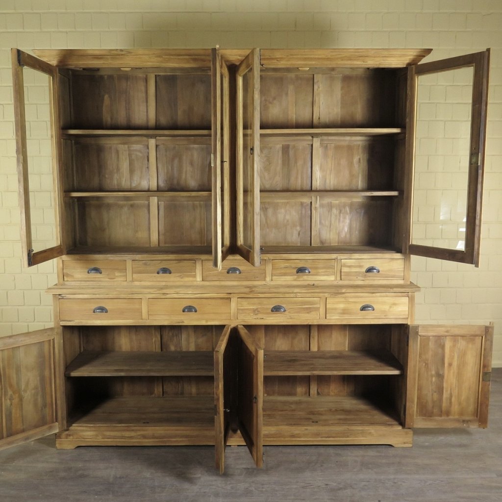 Vitrine Bücherschrank Teakholz 2,12 m