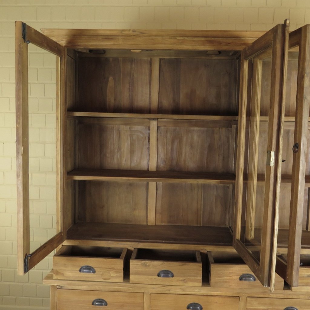 Vitrine Bücherschrank Teakholz 2,12 m