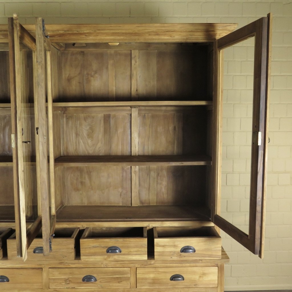 Vitrine Bücherschrank Teakholz 2,12 m