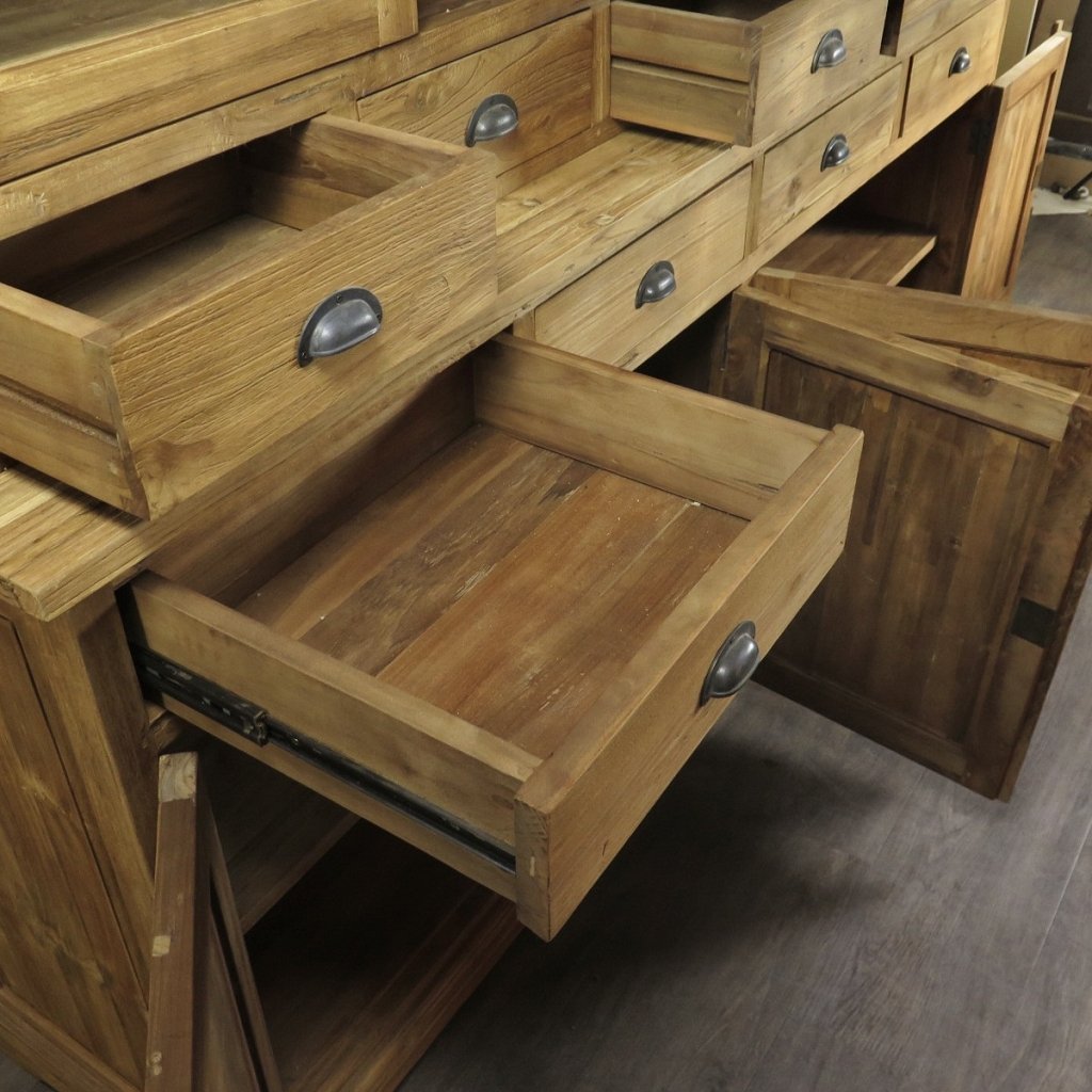 Vitrine Bücherschrank Teakholz 2,12 m