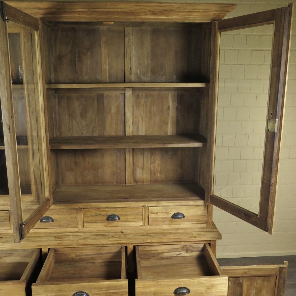 Vitrine Bücherschrank Teakholz 2,12 m
