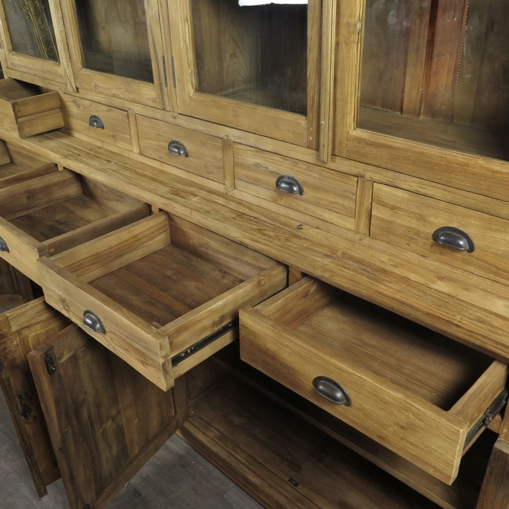 Vitrine Bücherschrank Teakholz 2,12 m