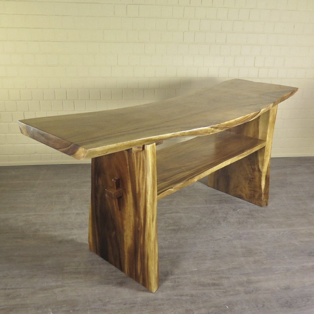 Stehtisch Bartisch Teakholz Baumstamm 2,57 m x 0,70 m