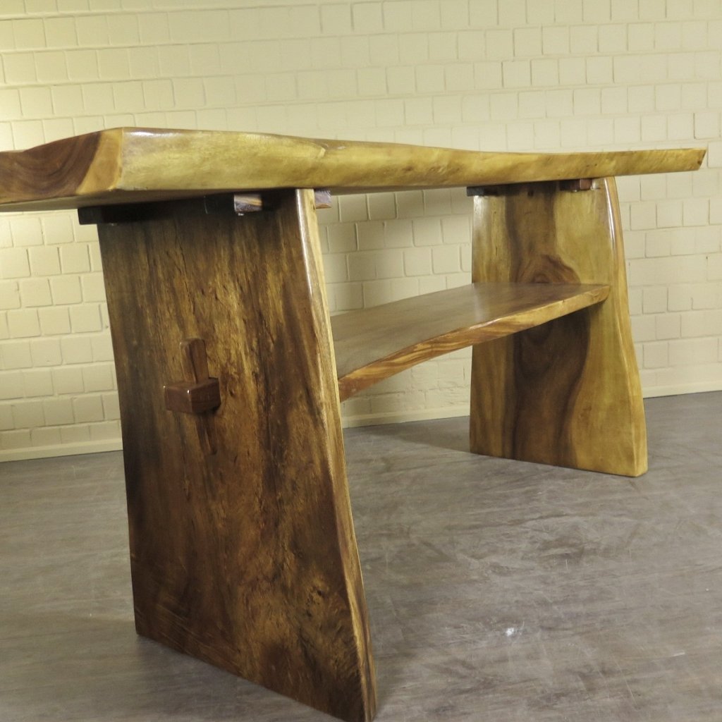 Stehtisch Bartisch Teakholz Baumstamm 2,57 m x 0,70 m