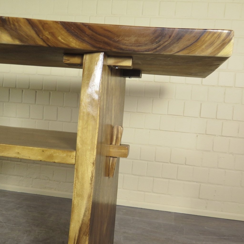 Stehtisch Bartisch Teakholz Baumstamm 2,57 m x 0,70 m