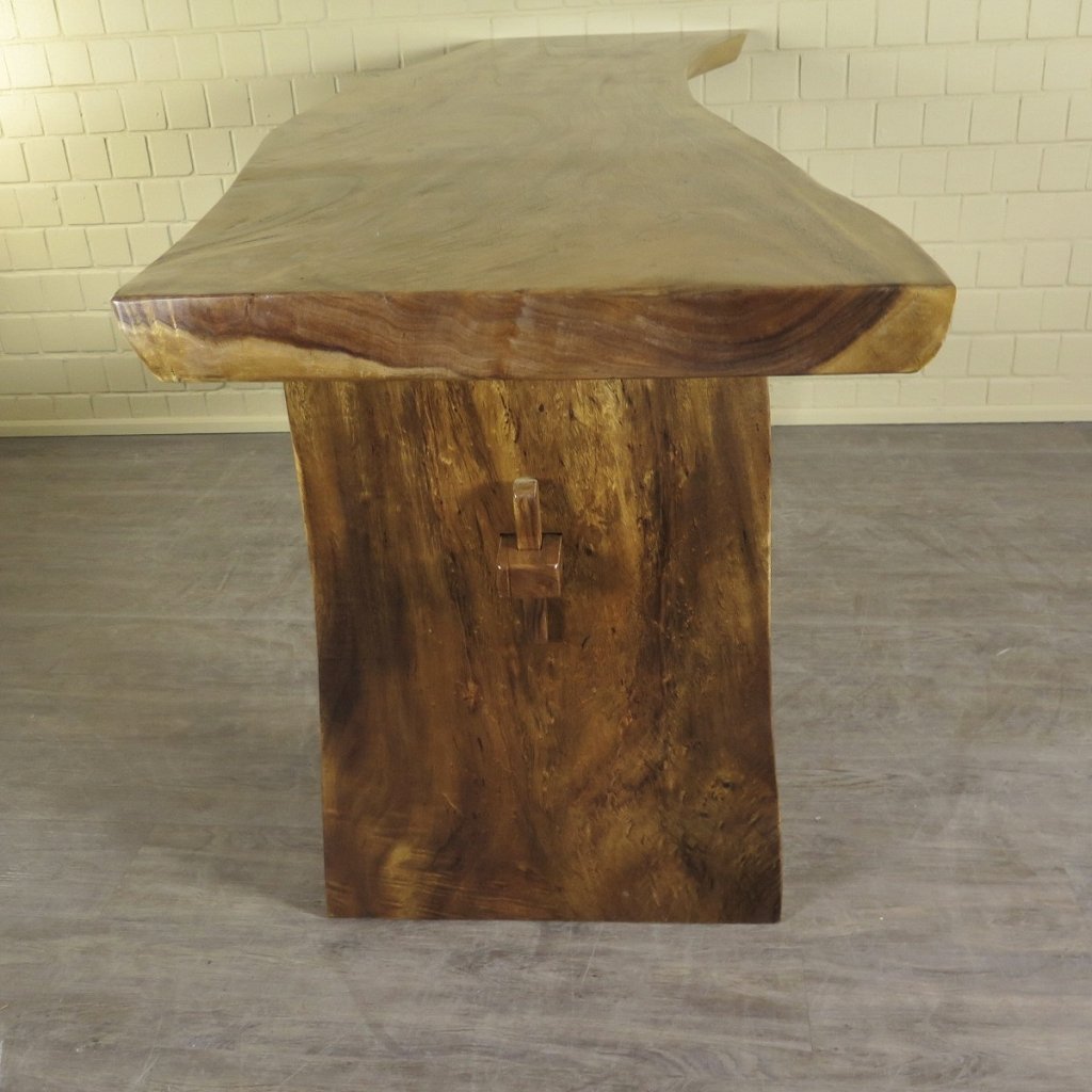 Stehtisch Bartisch Teakholz Baumstamm 2,57 m x 0,70 m