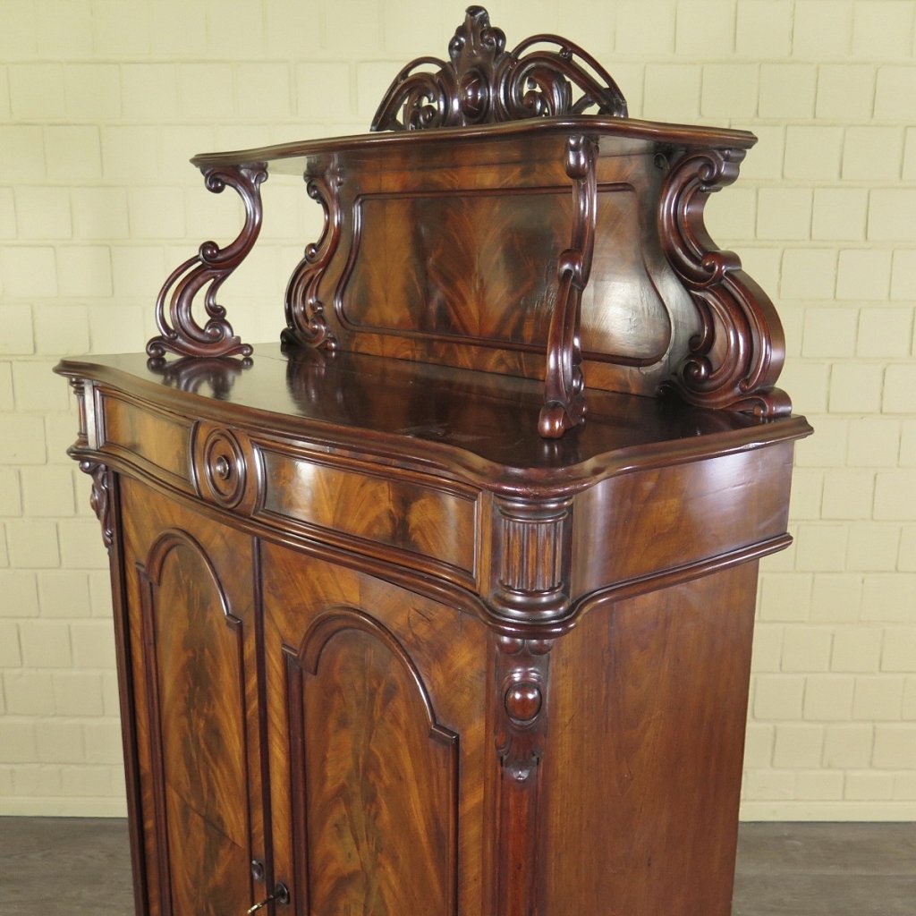 Vertiko mit Aufsatz Aufsatzvertiko Biedermeier 1860 Mahagoni