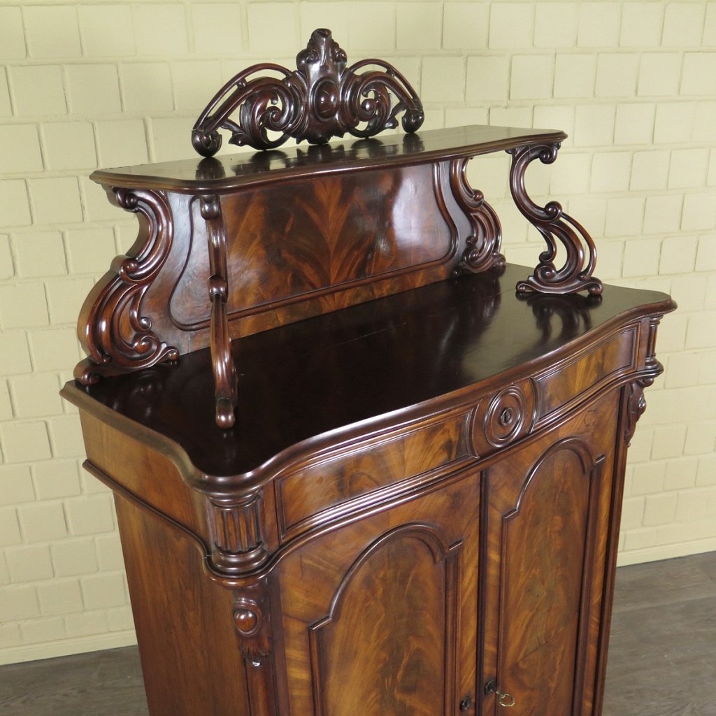 Vertiko mit Aufsatz Aufsatzvertiko Biedermeier 1860 Mahagoni