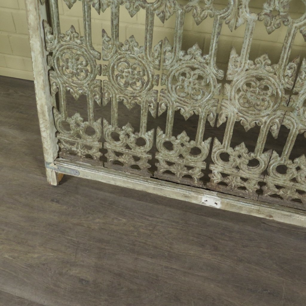 Balustrade 1,37 m Antik 1900 Teakholz Schmiedeeisen