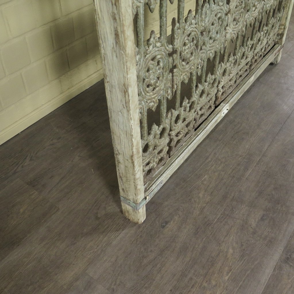 Balustrade 1,37 m Antik 1900 Teakholz Schmiedeeisen