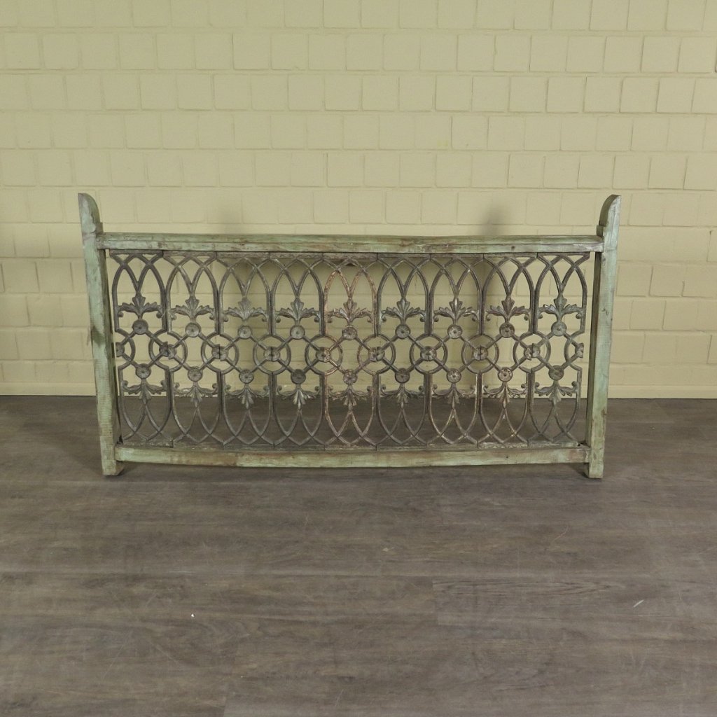 Balustrade 1,53 m Antik 1900 Teakholz Schmiedeeisen