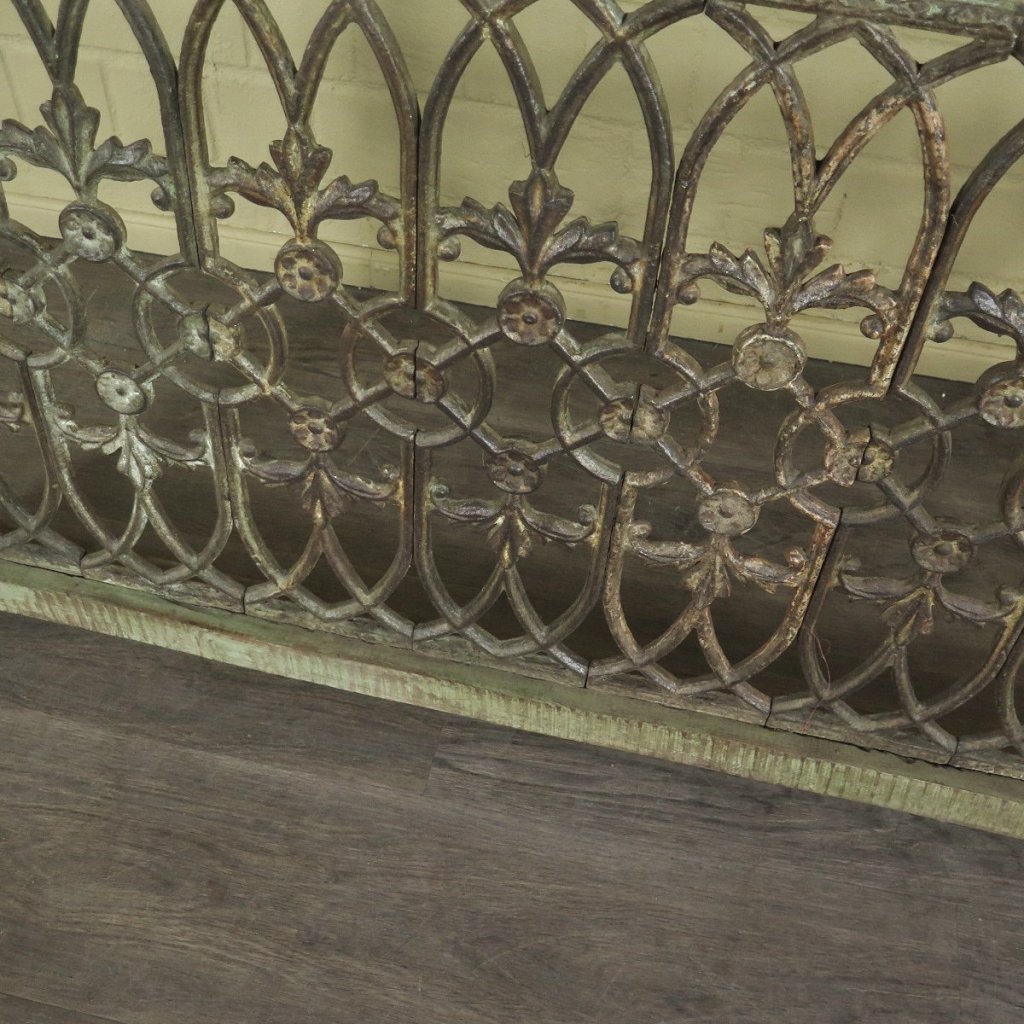 Balustrade 1,53 m Antik 1900 Teakholz Schmiedeeisen