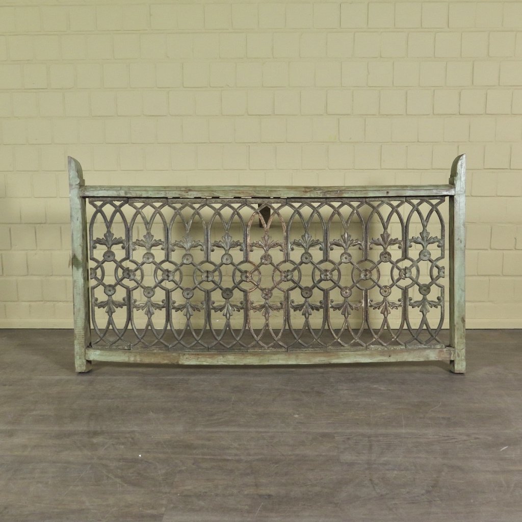 Balustrade 1,53 m Antik 1900 Teakholz Schmiedeeisen