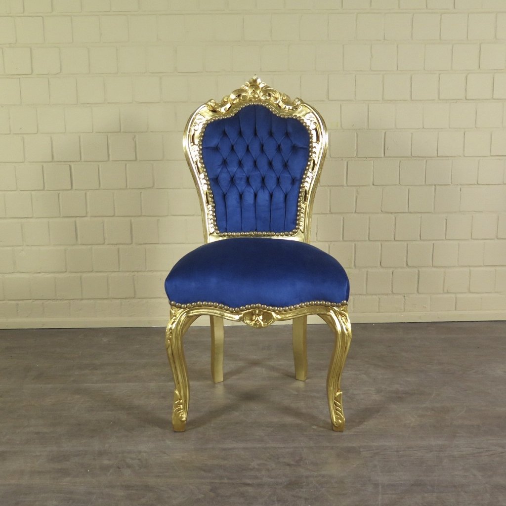 Barockstuhl Stuhl Blau-Gold