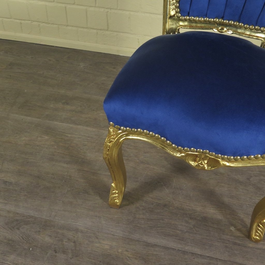 Barockstuhl Stuhl Blau-Gold