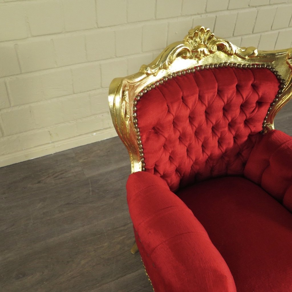 Mini Barocksessel Königssessel Rot-Gold