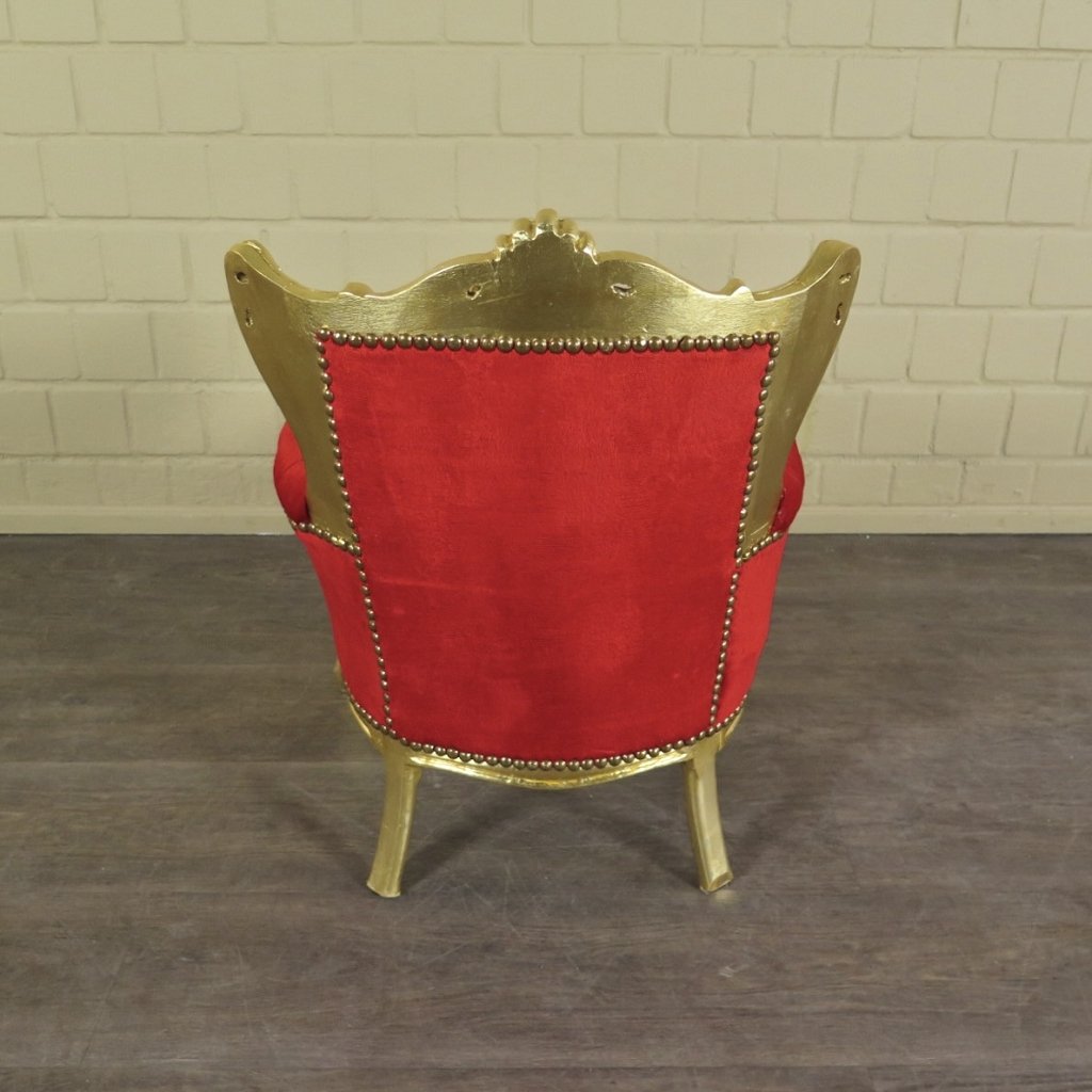 Mini Barocksessel Königssessel Rot-Gold