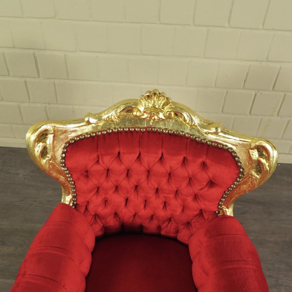 Mini Barocksessel Königssessel Rot-Gold