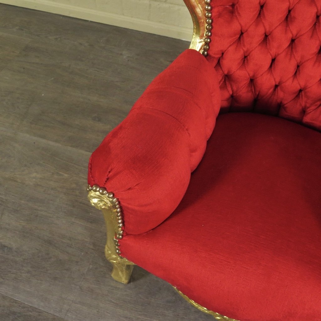 Mini Barocksessel Königssessel Rot-Gold
