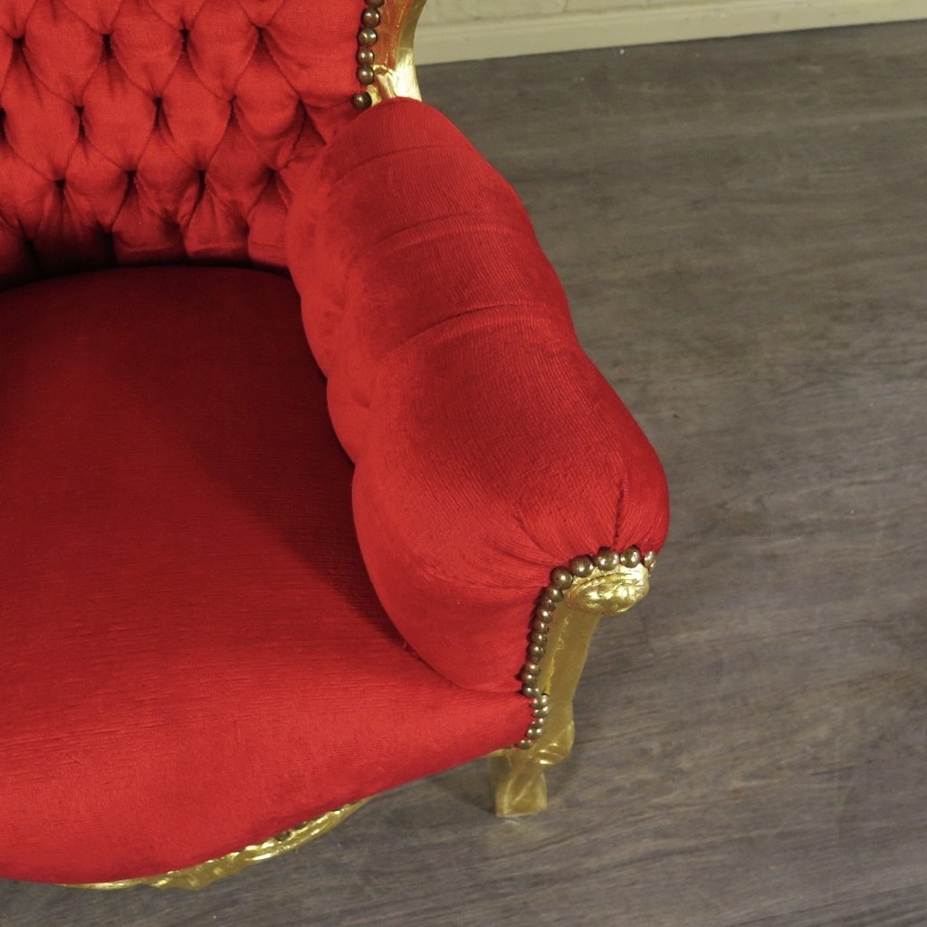 Mini Barocksessel Königssessel Rot-Gold