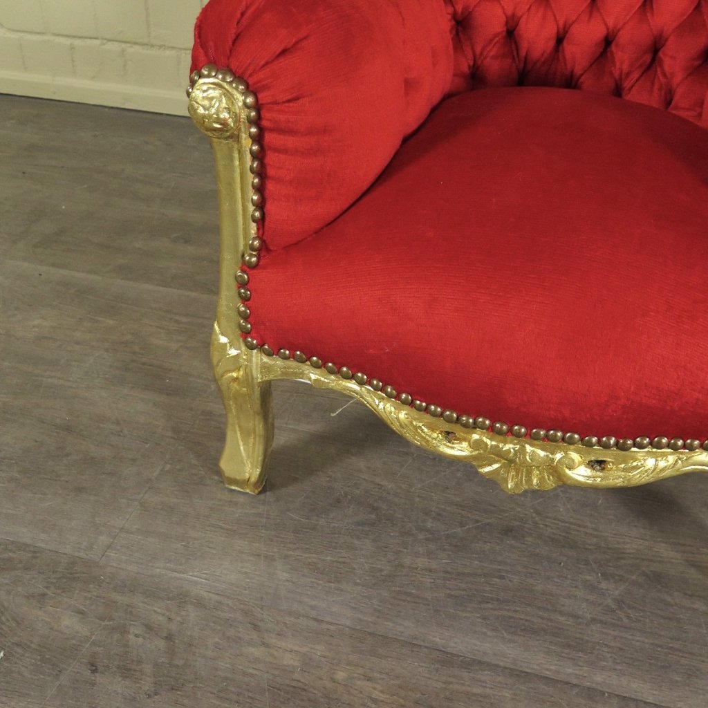 Mini Barocksessel Königssessel Rot-Gold