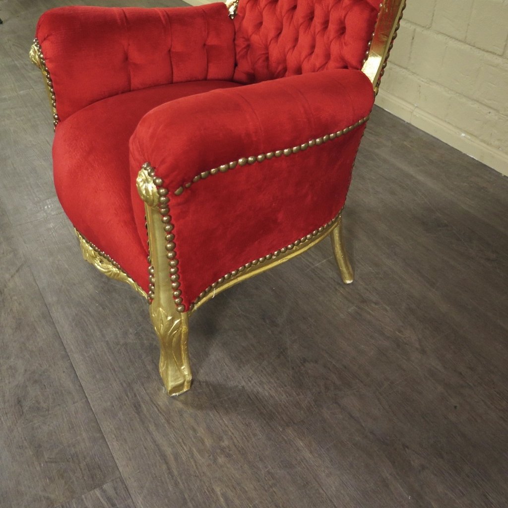 Mini Barocksessel Königssessel Rot-Gold