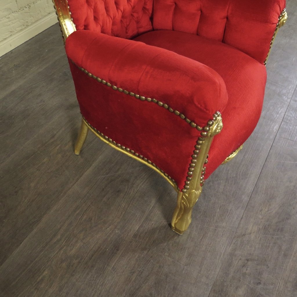 Mini Barocksessel Königssessel Rot-Gold