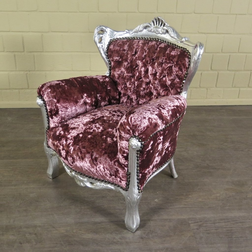 Mini Barocksessel Königssessel Flieder-Silber