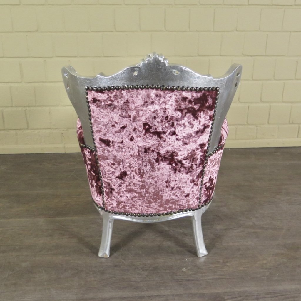 Mini Barocksessel Königssessel Flieder-Silber
