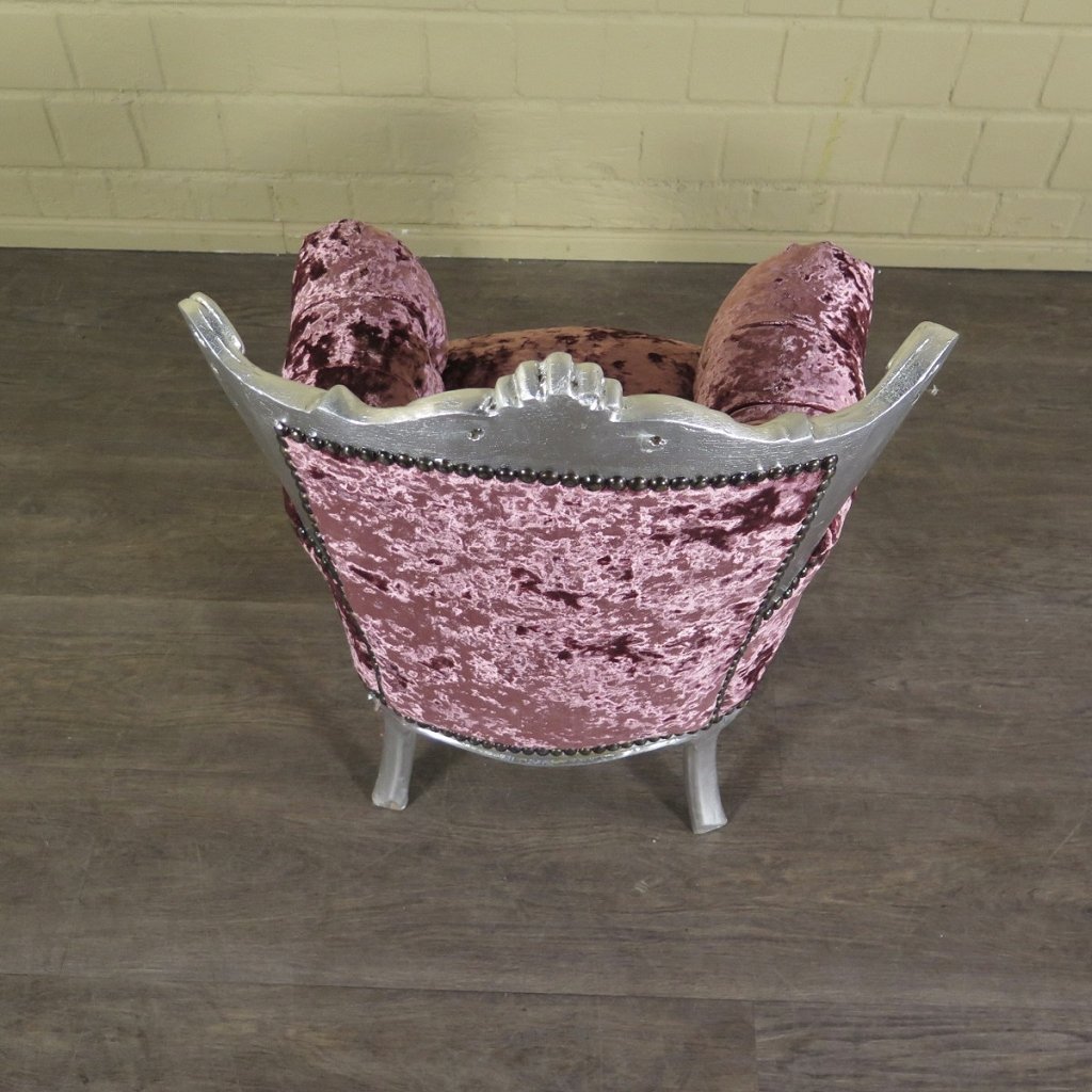 Mini Barocksessel Königssessel Flieder-Silber