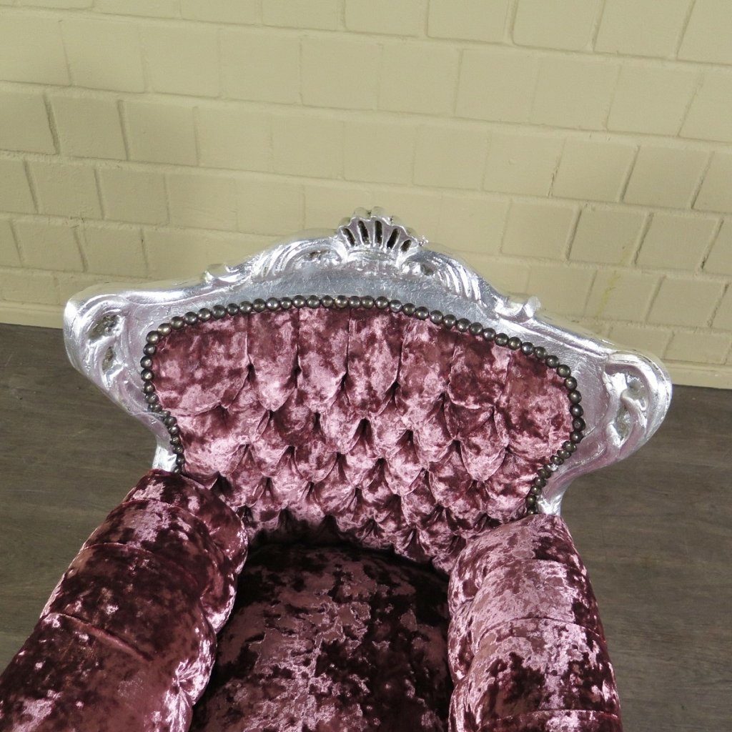 Mini Barocksessel Königssessel Flieder-Silber