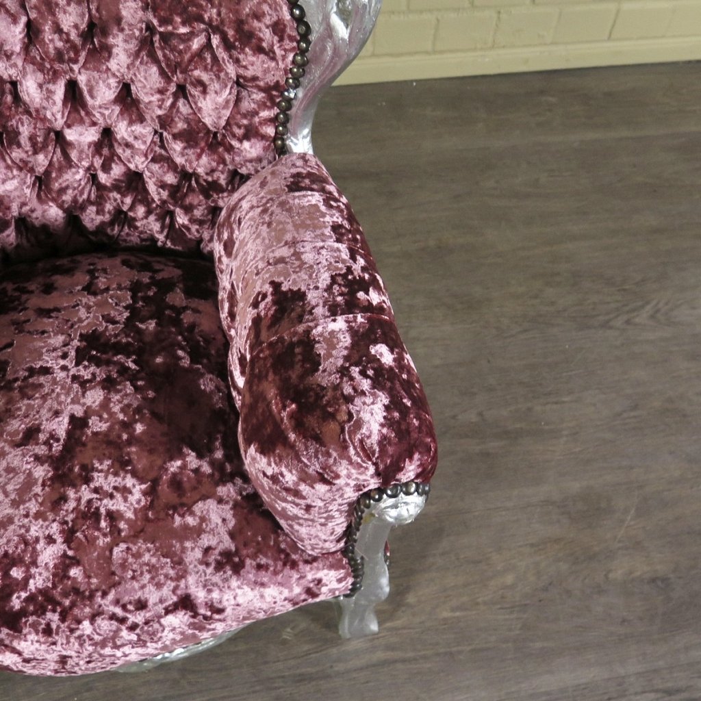 Mini Barocksessel Königssessel Flieder-Silber