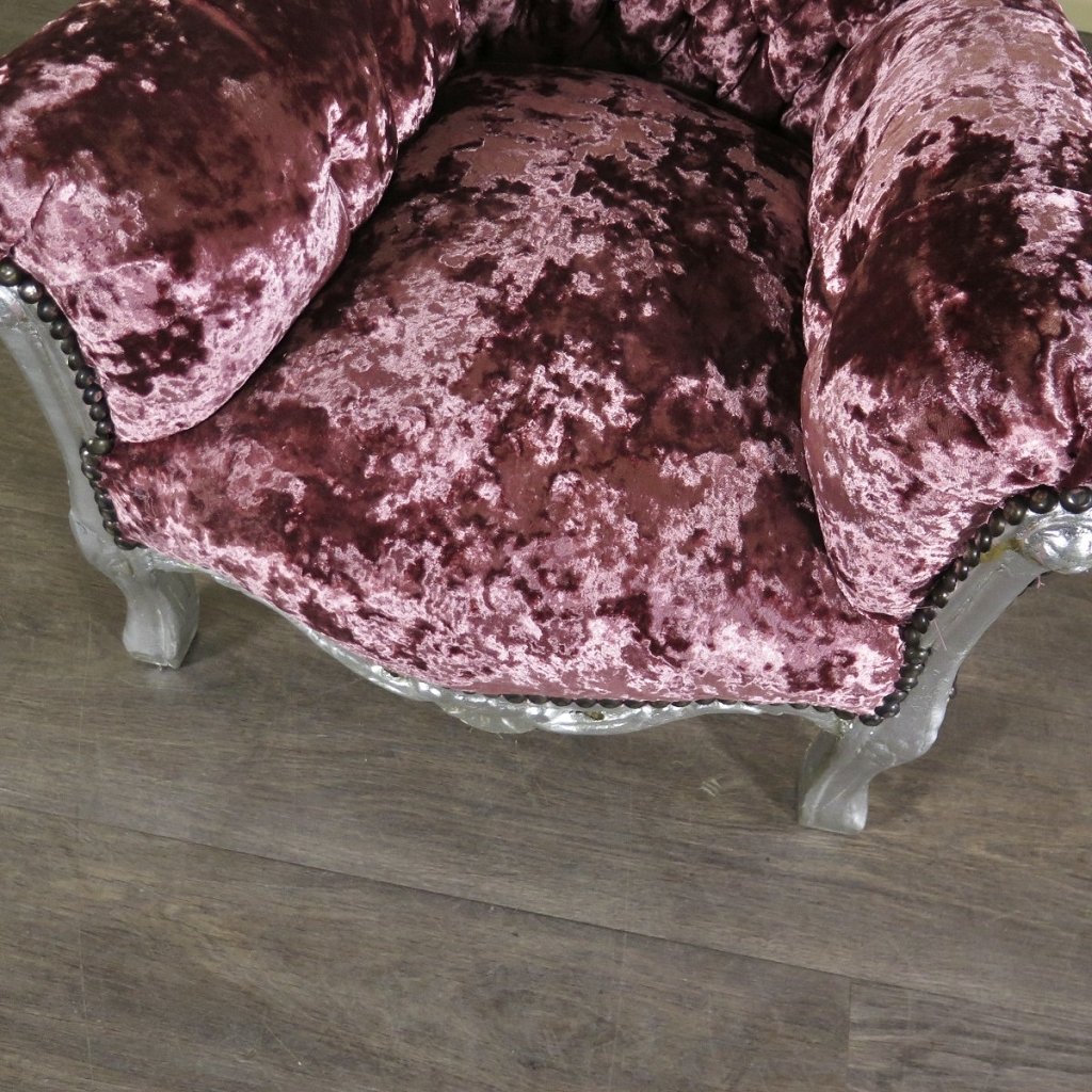 Mini Barocksessel Königssessel Flieder-Silber