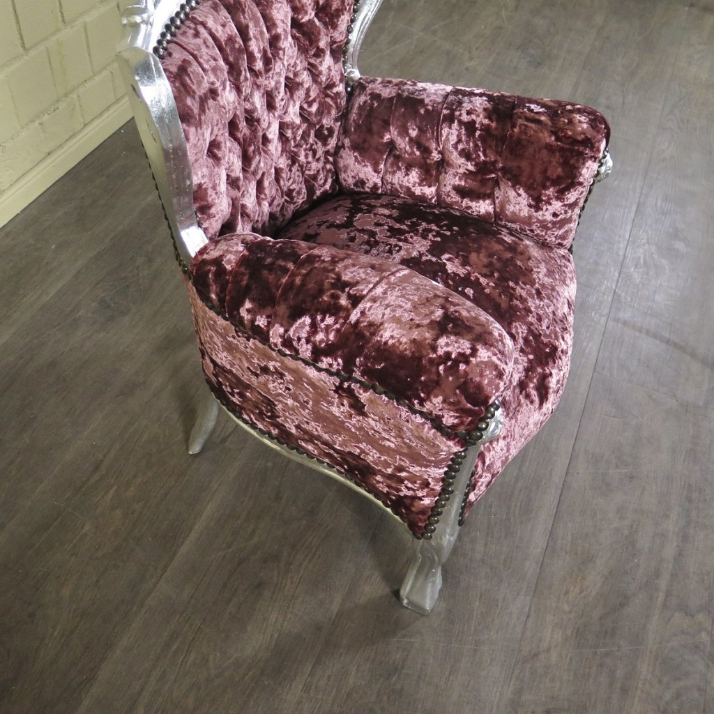 Mini Barocksessel Königssessel Flieder-Silber