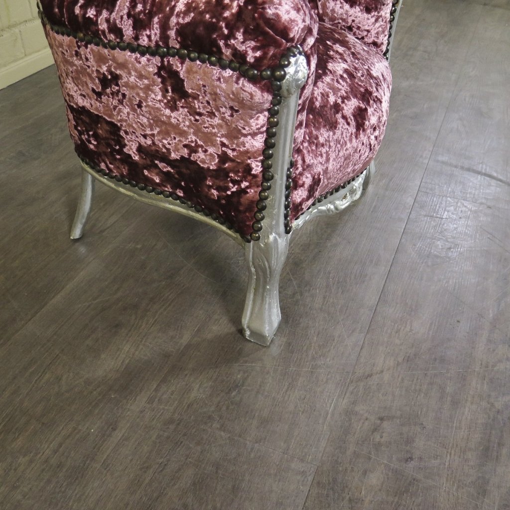 Mini Barocksessel Königssessel Flieder-Silber
