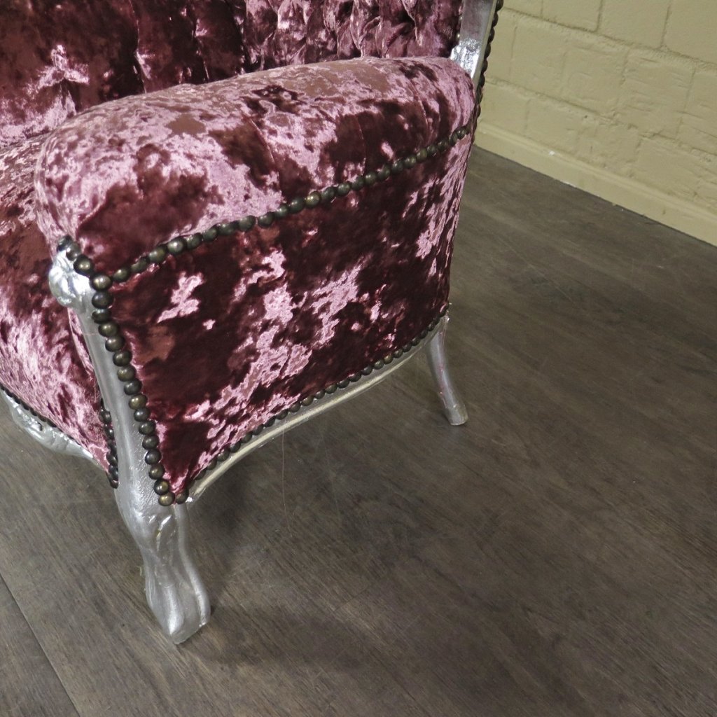 Mini Barocksessel Königssessel Flieder-Silber