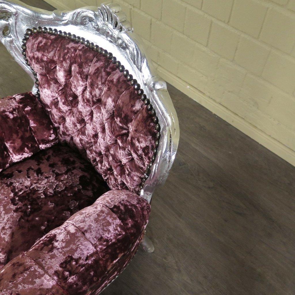 Mini Barocksessel Königssessel Flieder-Silber