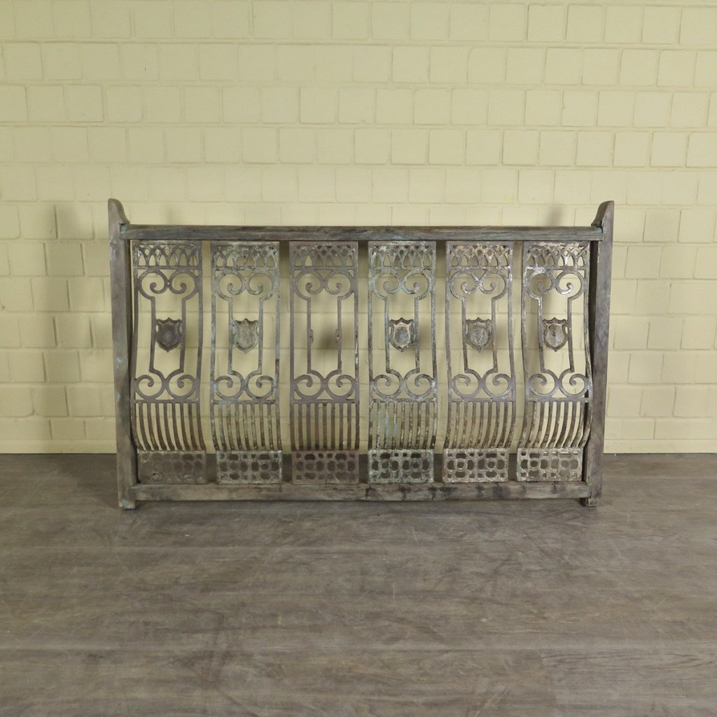 Balustrade 1,52 m Antik 1900 Teakholz Schmiedeeisen