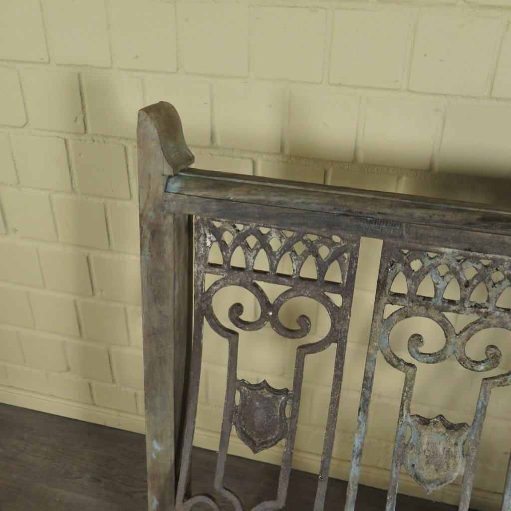 Balustrade 1,52 m Antik 1900 Teakholz Schmiedeeisen