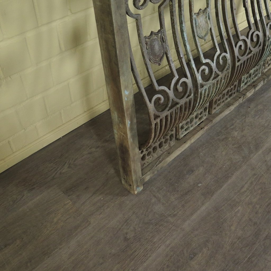 Balustrade 1,52 m Antik 1900 Teakholz Schmiedeeisen