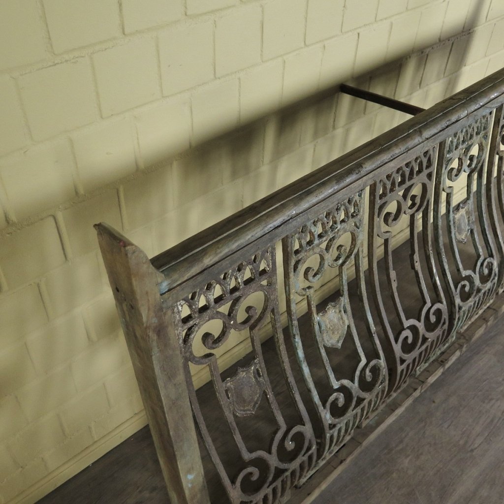 Balustrade 1,52 m Antik 1900 Teakholz Schmiedeeisen